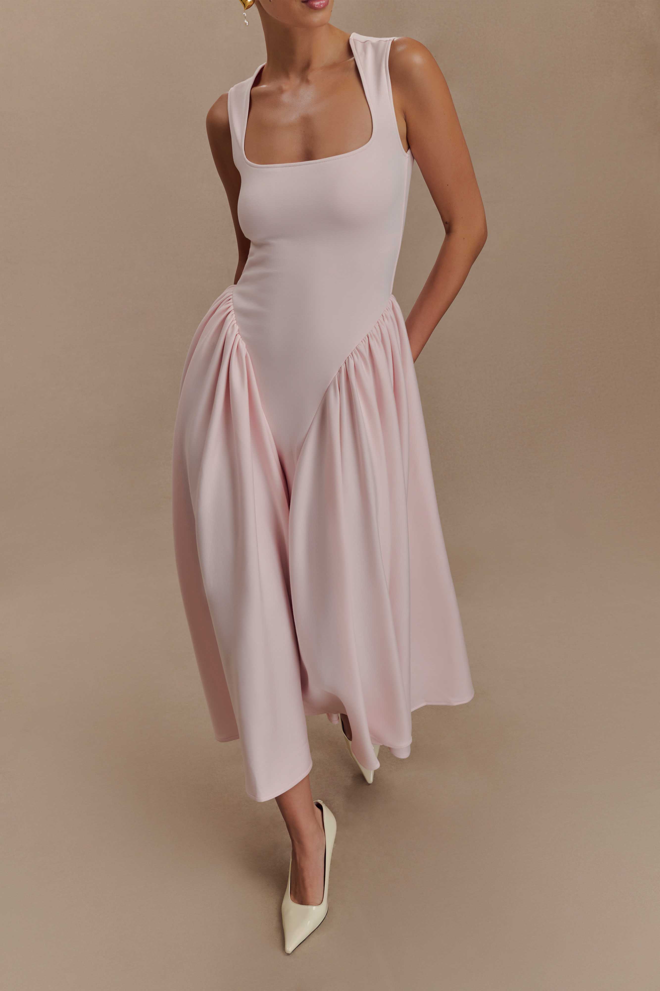 Sharon Scuba Jersey Midi Dress - Ballet Pink