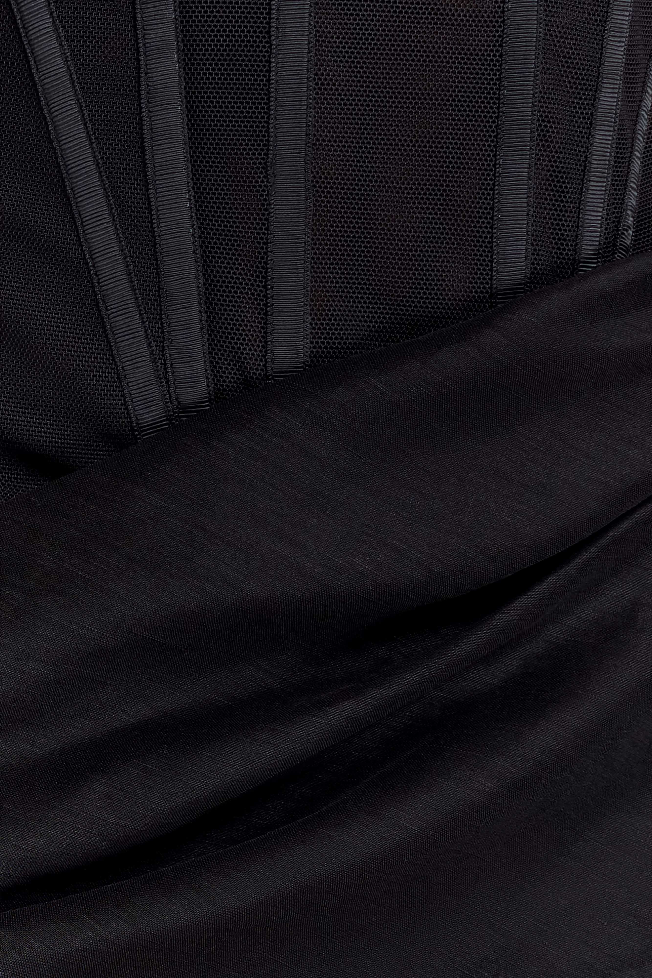 Saphira Shirt Corset Maxi Dress - Black