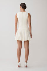 Mackenzie Sleeveless Pleated Mini Dress - Ivory