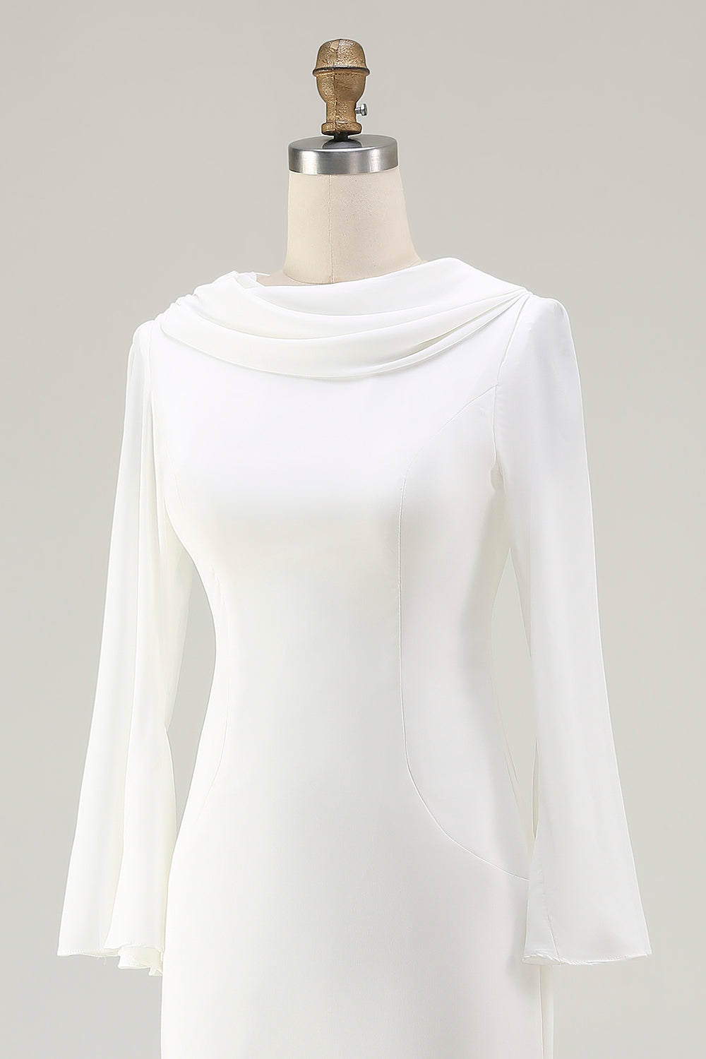 Modest Ivory Mermaid Long Sleeve Wedding Dress