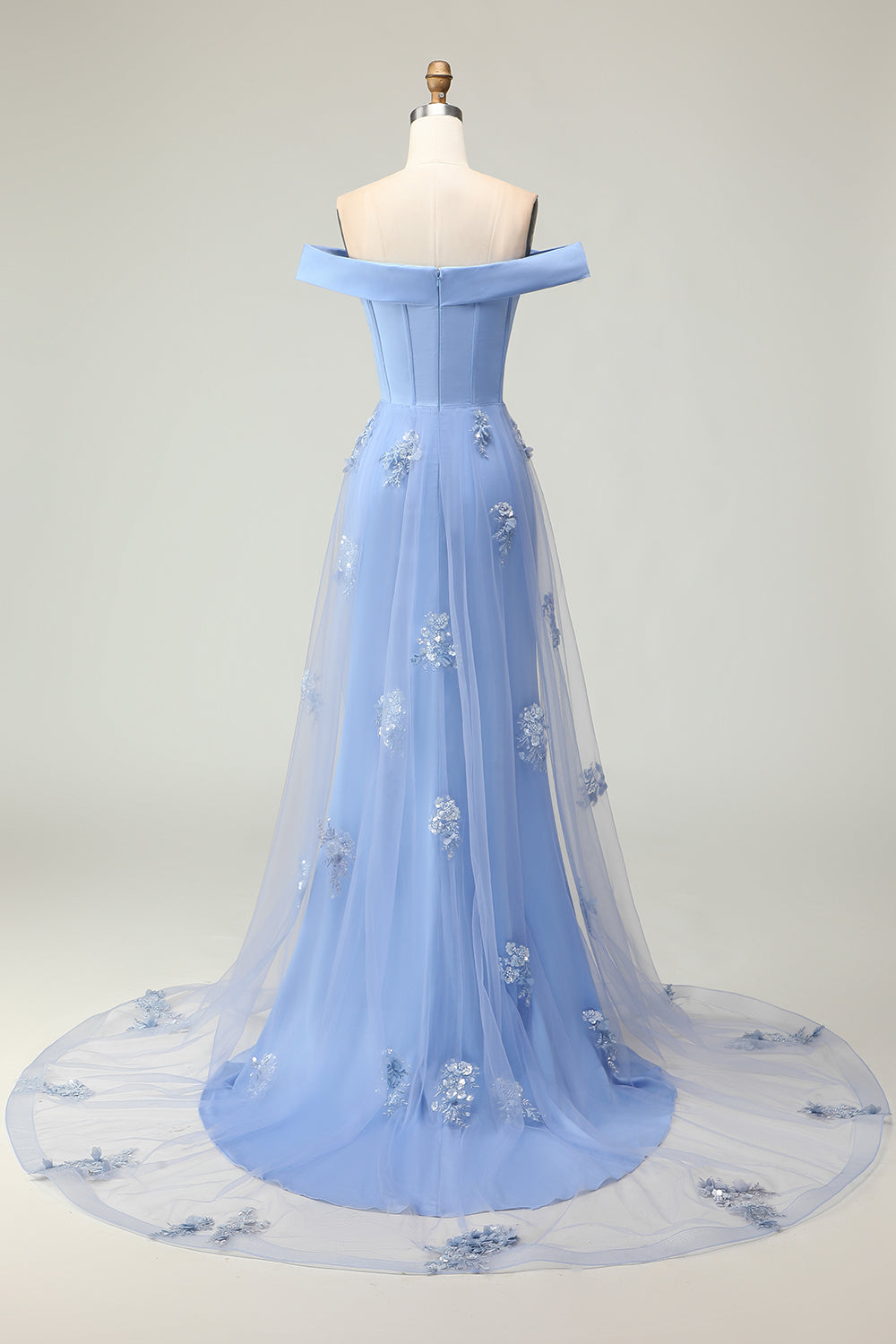 Off The Shoulder Grey Blue Mermaid Mother Of the Bride Dress With Appliques