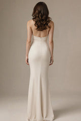 Ivory Mermaid Spaghetti Straps Maxi Dress