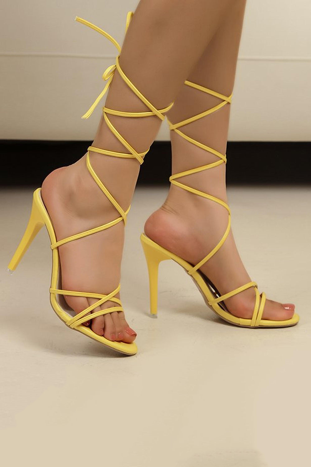Golden Gladiator Strappy Open Toe Stiletto Heel Sandals