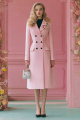 Pink Double Breasted Midi Blazer Dress