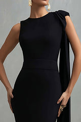 Black Mermaid Maxi Formal Dress With Sash