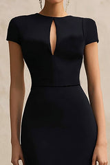 Black Pencil Keyhole Midi Formal Dress