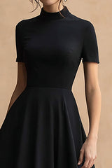 High-Low Black A-Line High Neck Formal Dress