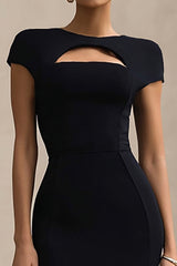 Black Sheath Cut Out Semi-Formal Dress