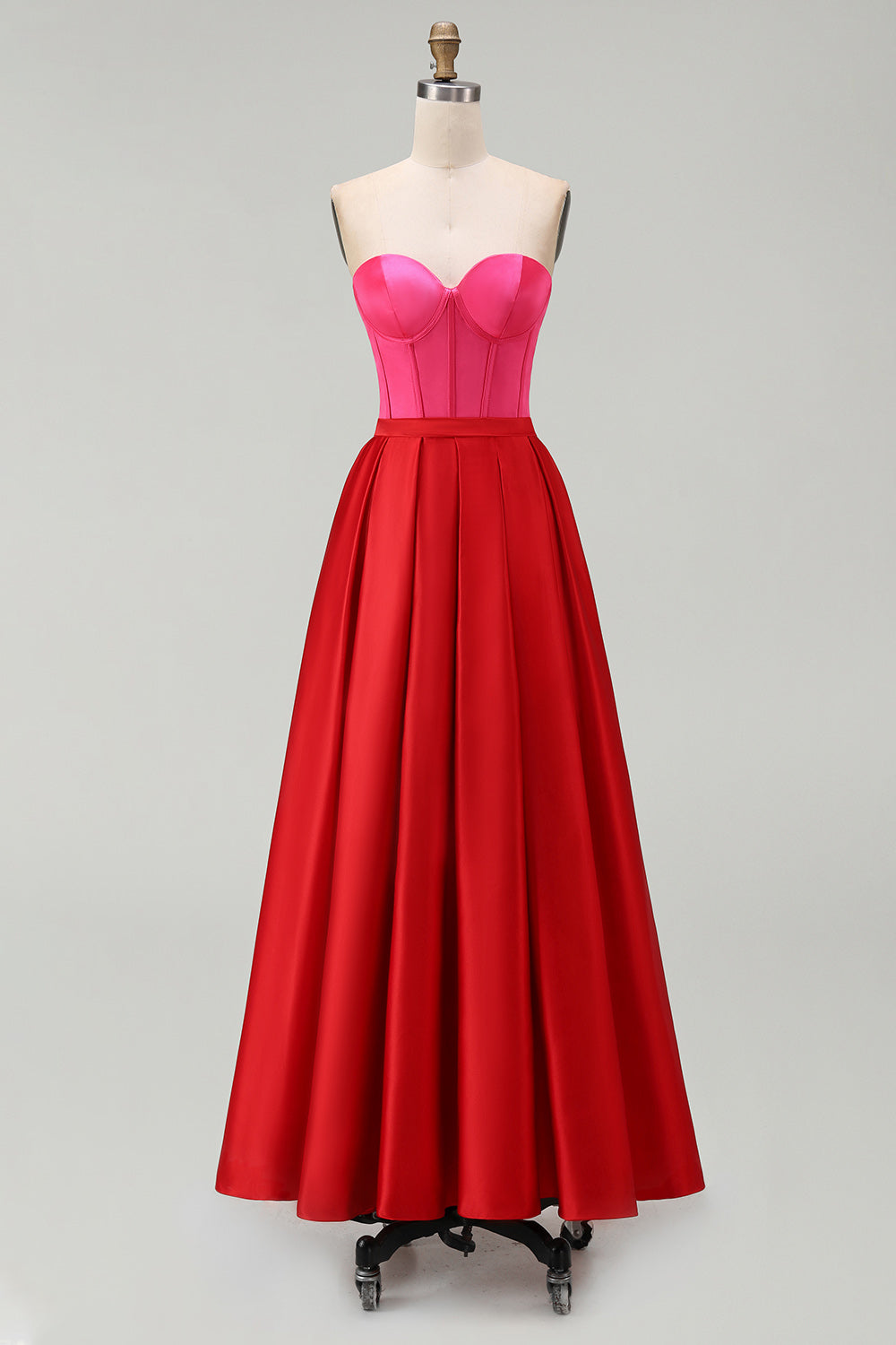 Sweetheart A-Line Corset Red and Fuchsia Formal Dress