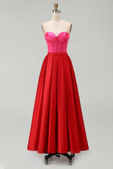 Sweetheart A-Line Corset Red and Fuchsia Formal Dress