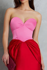 Sheath Sweetheart Red and Fuchsia Formal Dress