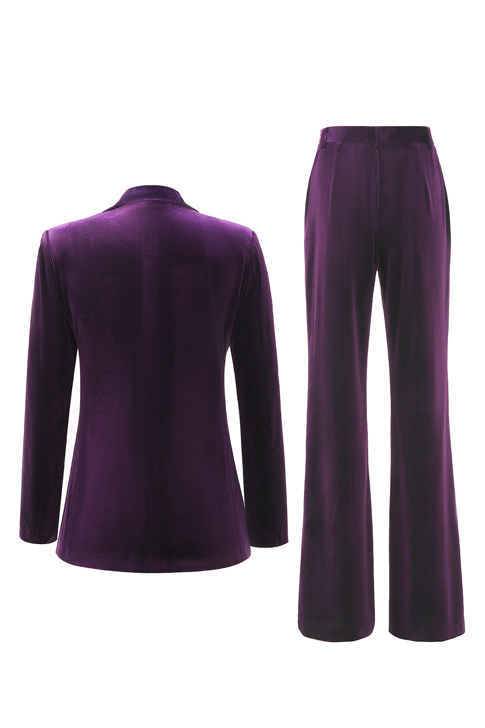 Purple Velvet Peak Lapel 2 Piece Women Suits