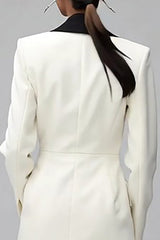 Ivory Shawl Lapel Double Breasted Blazer Dress