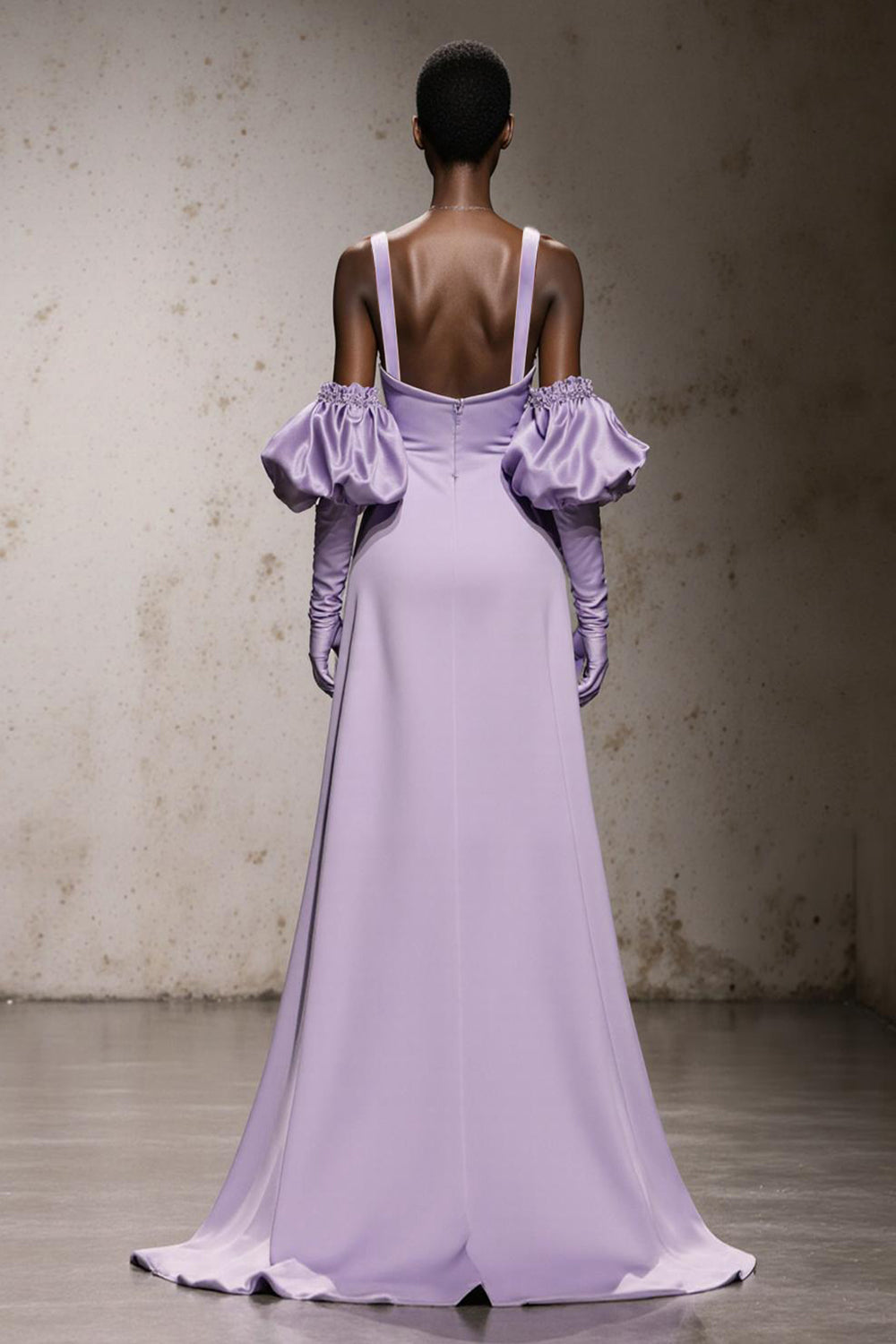 Light purple A-Line Satin Gala Dress (Without Gloves)