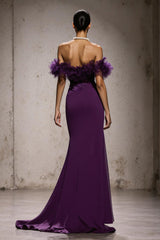 Mermaid Purple Off The Shoulder Gala Dress With Sash