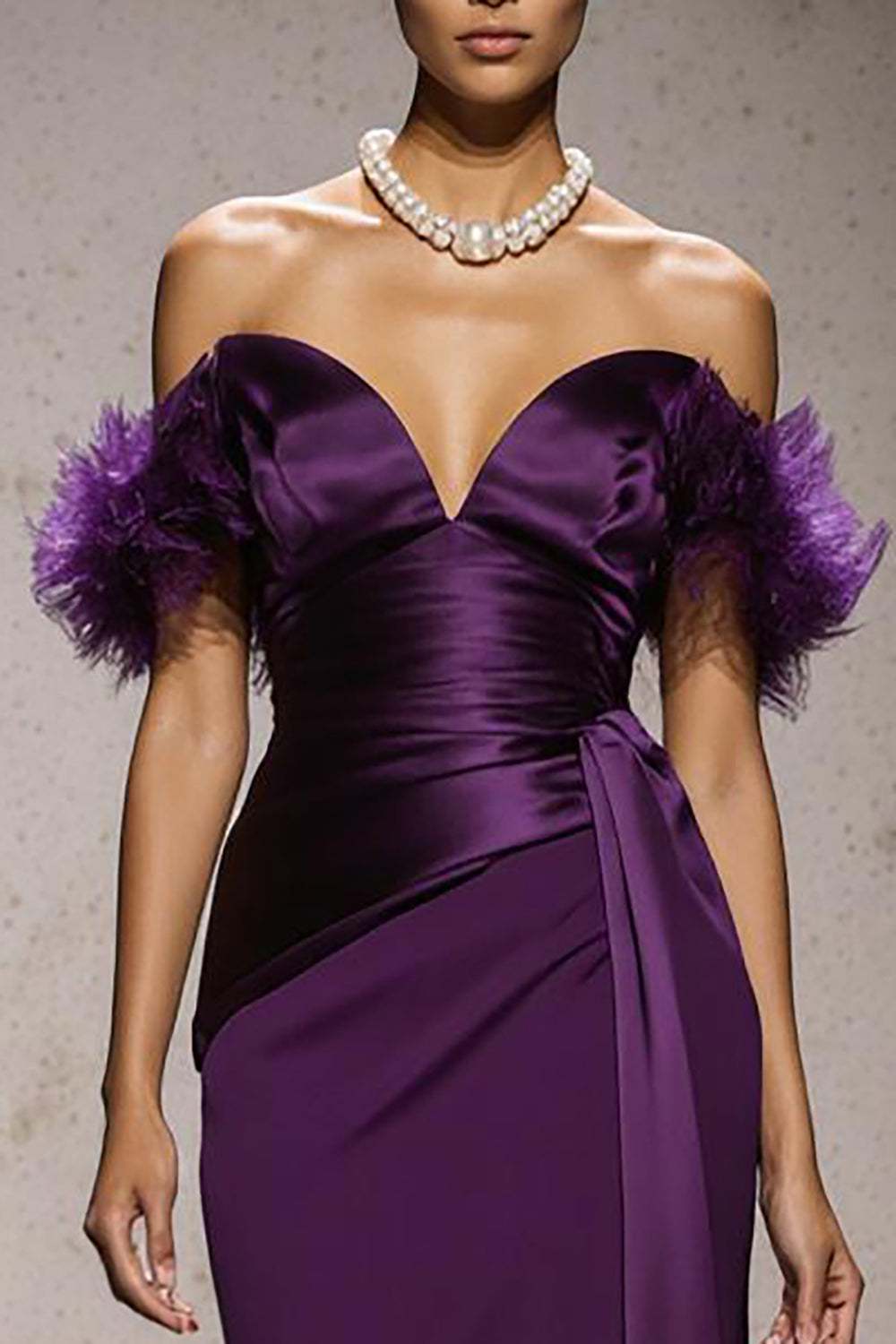 Mermaid Purple Off The Shoulder Gala Dress With Sash