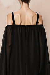 Black Mermaid Velvet Evening Dress With Cape