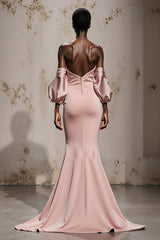 Mermaid Light Pink Off The Shoulder Evening Dress