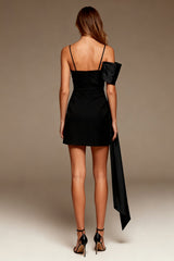 Bodycon Cold Shoulder Little Black Dress With Sash