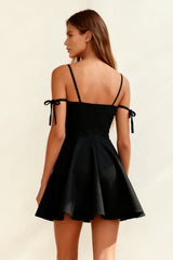 Black Spaghetti Straps A-Line Mini Dress