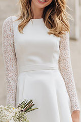 Ivory A-Line Lace Long Sleeves Bridal Shower Dress