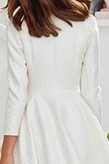 A-Line Ivory Long Sleeves Midi Bridal Shower Dress With Ruffles