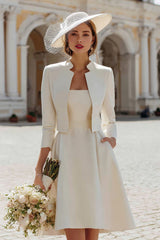 Ivory A-Line 2 Piece Bridal Shower Dress