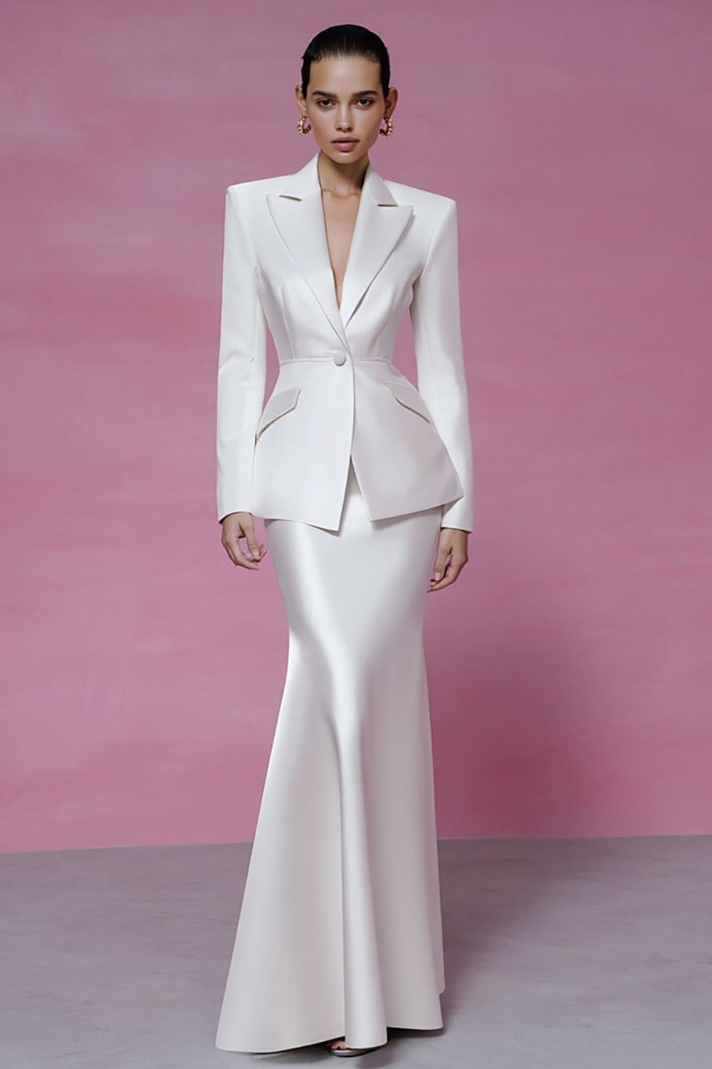 Peaked Lapel 2 Piece Mermaid Ivory Women Suits