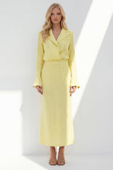 Notched Lapel Yellow 2 Piece A Line Women's Linen Suits