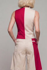 ColorBlock Single Breasted Light Khaki 2 Piece Women Suits
