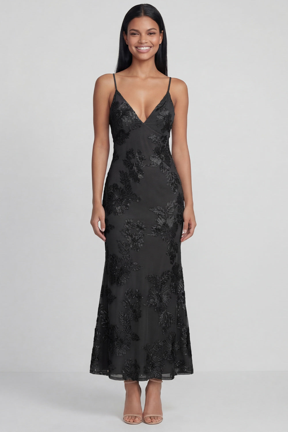 Mermaid Sequin Appliqued Sage Green Wedding Guest Dress