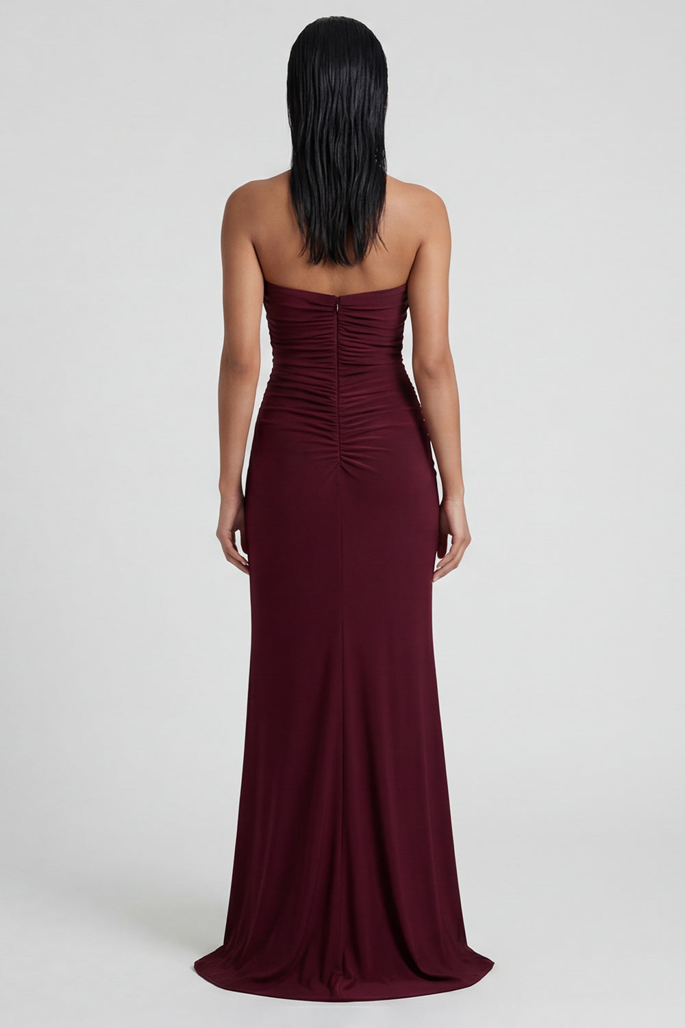 Burgundy Sweetheart Mermaid Formal Dress with Slit