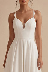 A Line White Midi Engagement Dress