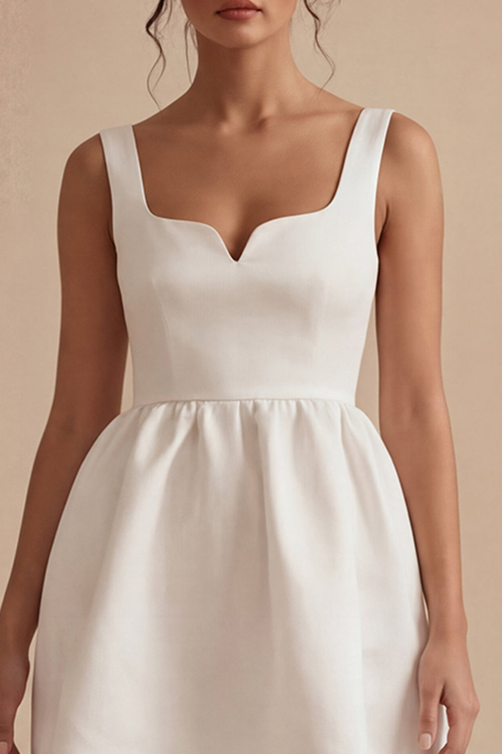 Satin A Line Spaghetti Straps Mini White Dress