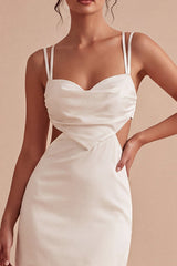Satin Cut Out Bodycon Mini White Dress