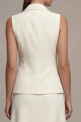 Ivory 2 Piece Notched Lapel A Line Midi Work Dress