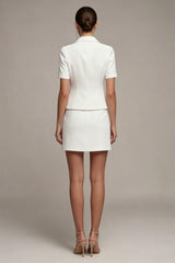 White Notched Lapel 2 Piece Bodycon Mini Work Dress