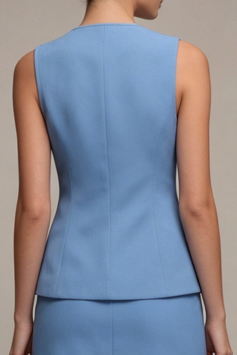 2 Piece Steel Blue Bodycon Sleeveless Mini Work Dress