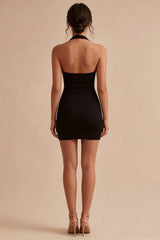 Black Halter Bodycon Mini Dress