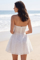 Sparkly Strapless Corset A Line Mini White Dress