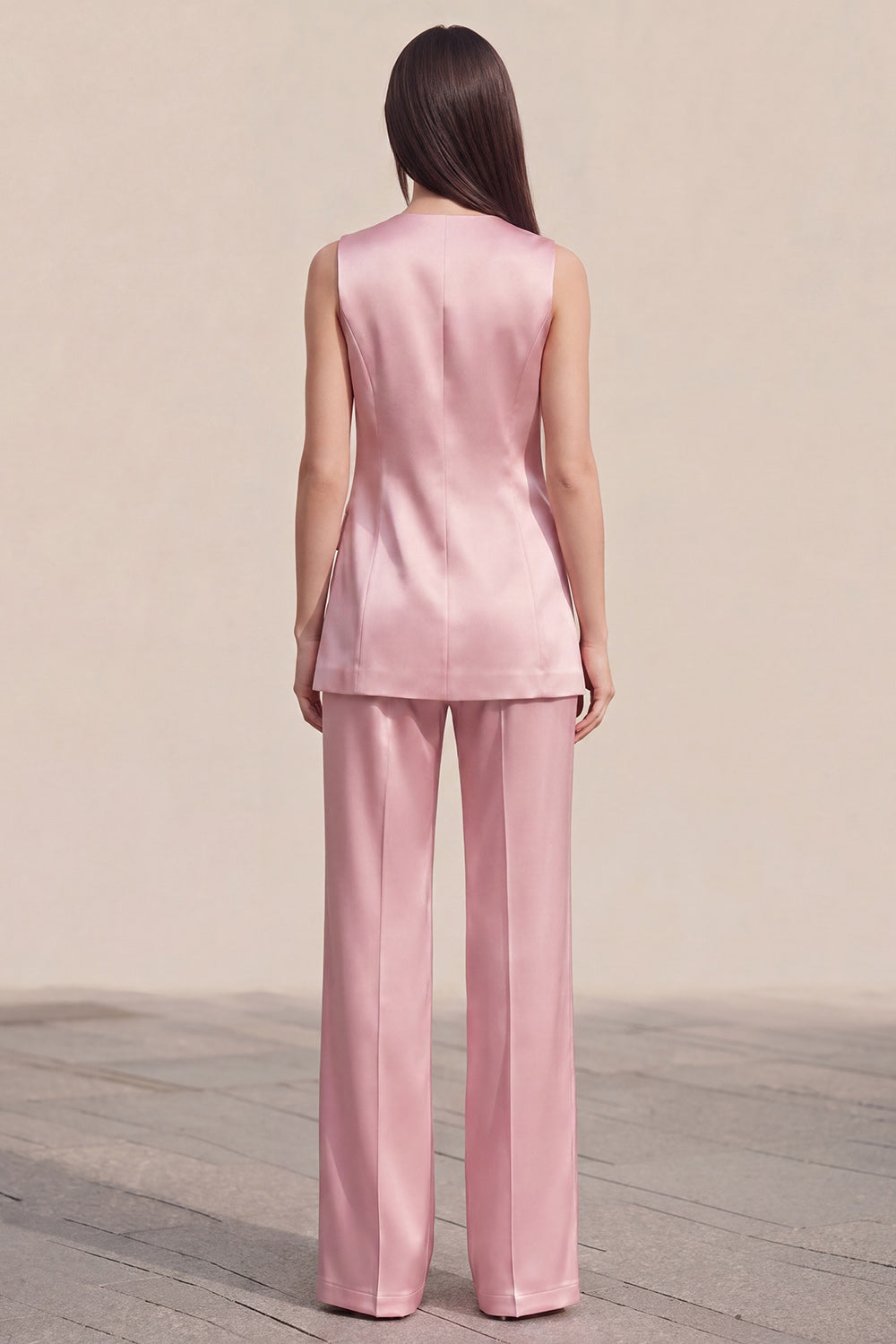 Satin Pink 2 Piece Single Buckle Slim Fit Women's Suits