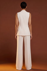 Shawl Lapel 2 Piece Ivory Sleeveless Women's Suits