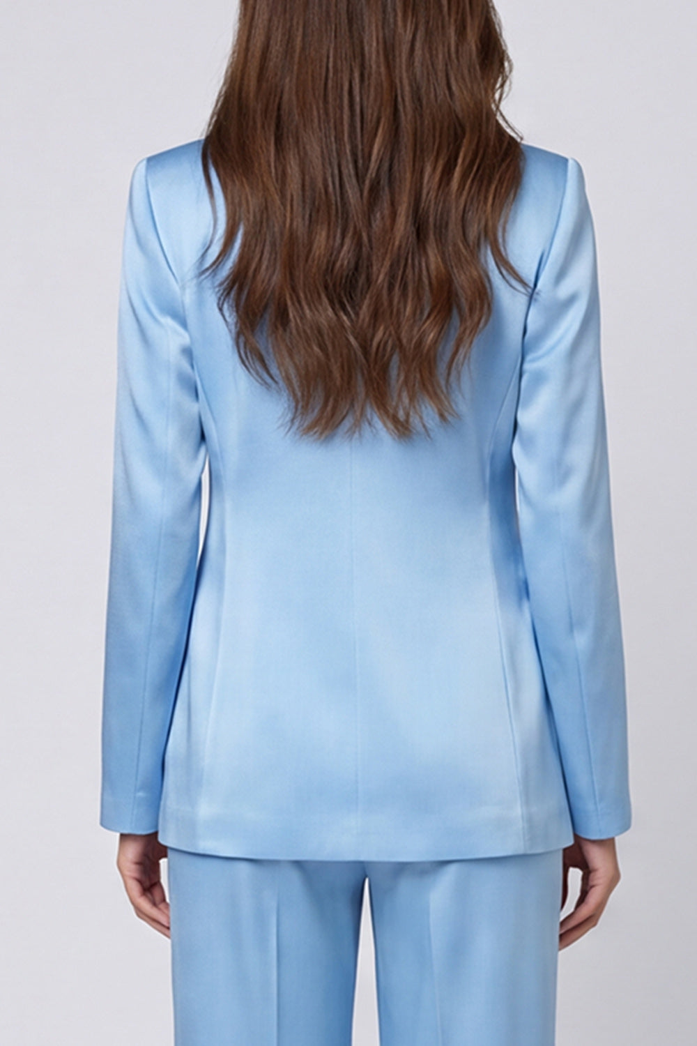 Shawl Lapel Light Blue 2 Piece Single Buckle Women's Suits