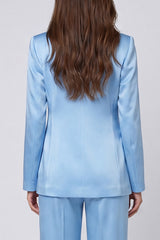 Shawl Lapel Light Blue 2 Piece Single Buckle Women's Suits