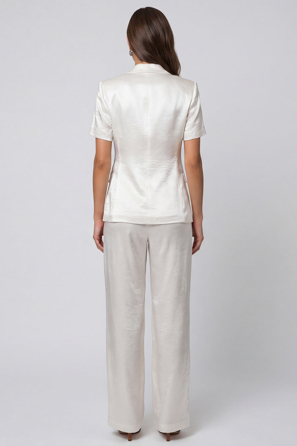 Peaked Lapel 2 Piece Single Buckle Ivory Women's Suits