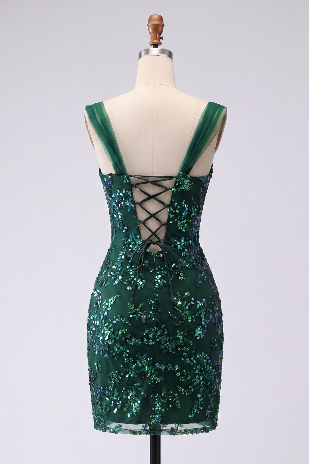 Dark Green Sequin Bodycon Mini Homecoming Dress with Slit