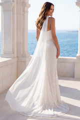 Sparkly Strapless Corset Mermaid Ivory Sequin Wedding Dress