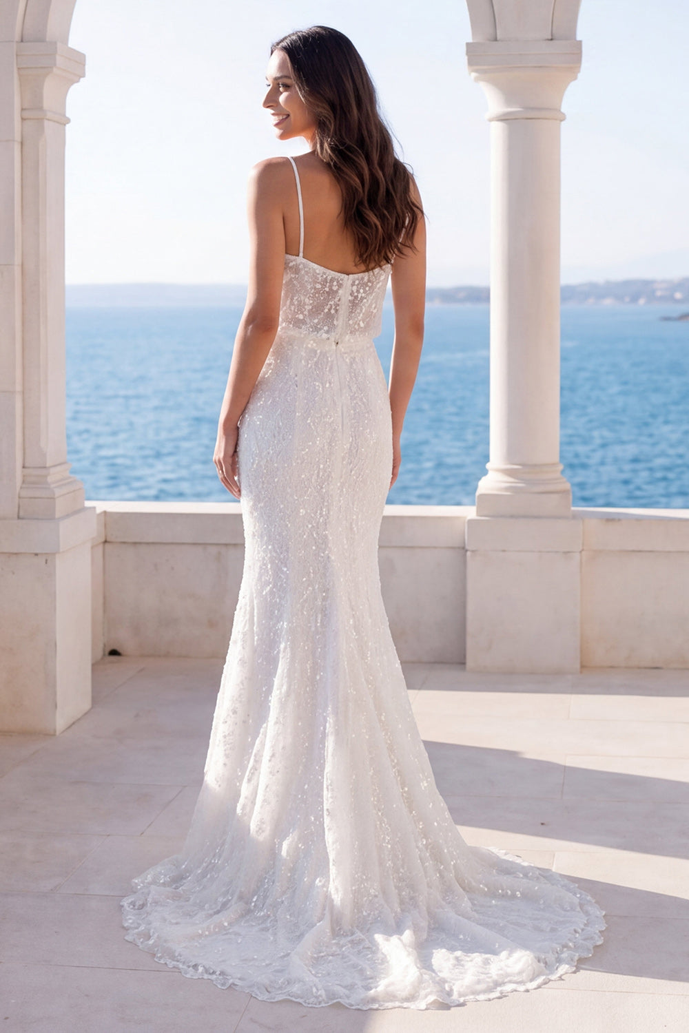 Sparkly Ivory Mermaid Maxi Wedding Dress
