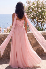 Strapless Pink A Line Wedding Guest Dress with Slit