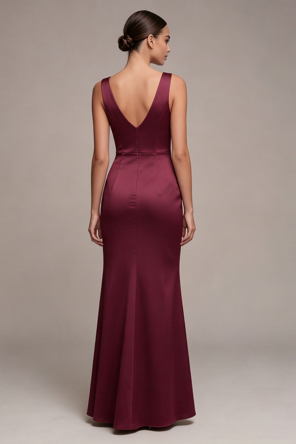 Mermaid Burgundy Corset Satin Maxi Formal Dress with Slit